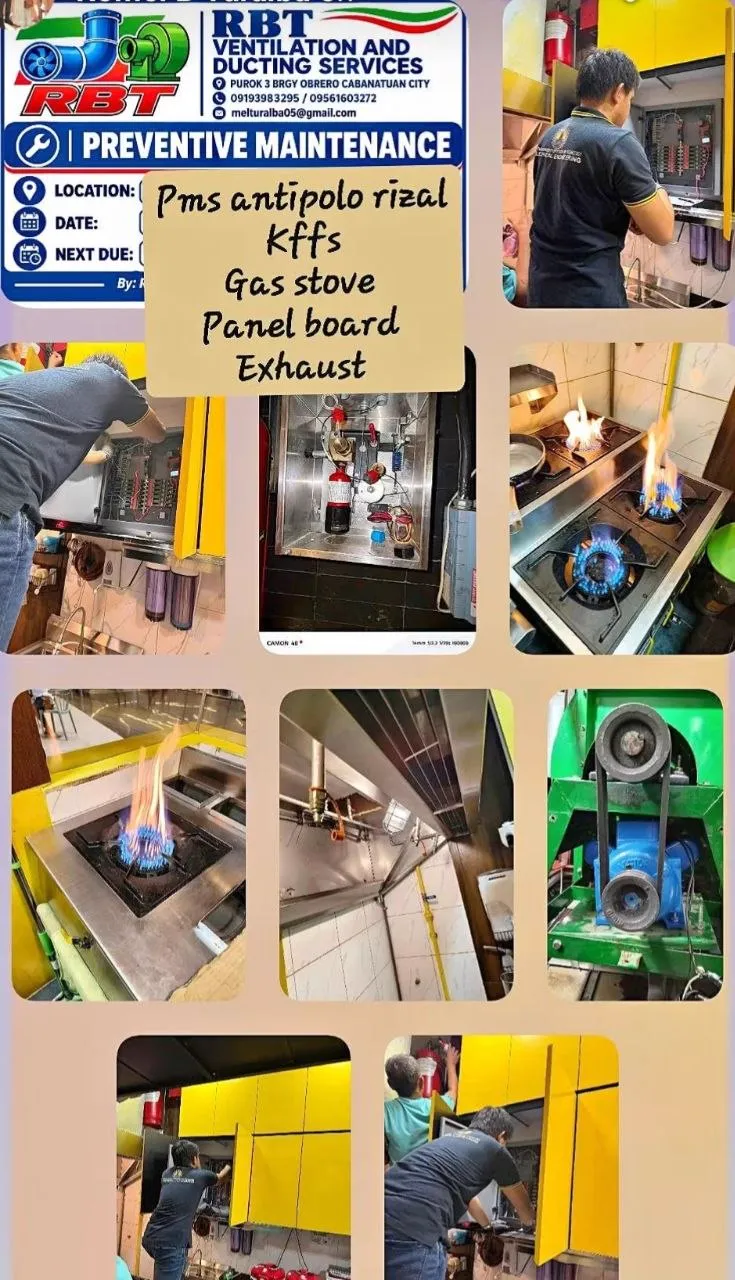 Preventive maintenance and exhaust replacement at Hey, Fried Rice, Robinson's Antipolo Store: kitchen equipment, panel board, gas stove and exhaust blower work